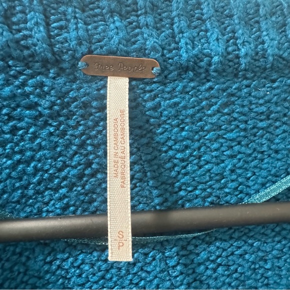 Free People Brookside Tunic Oversized Sweater Teal Size S - Picture 4 of 11